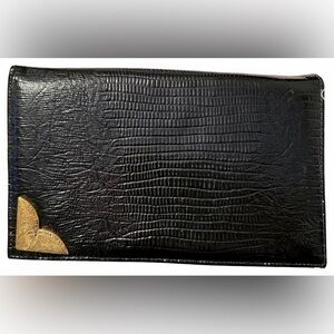 Vintage 70s Lizard Print Faux Leather Clutch- Very Unique Rare Find